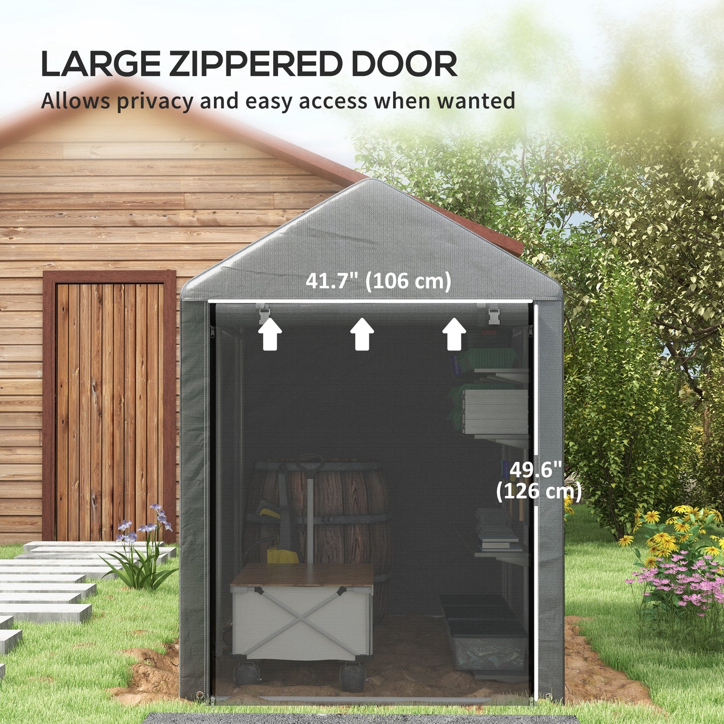 179 x 120cm Dark Grey Temporary Garden Shed with Accessories