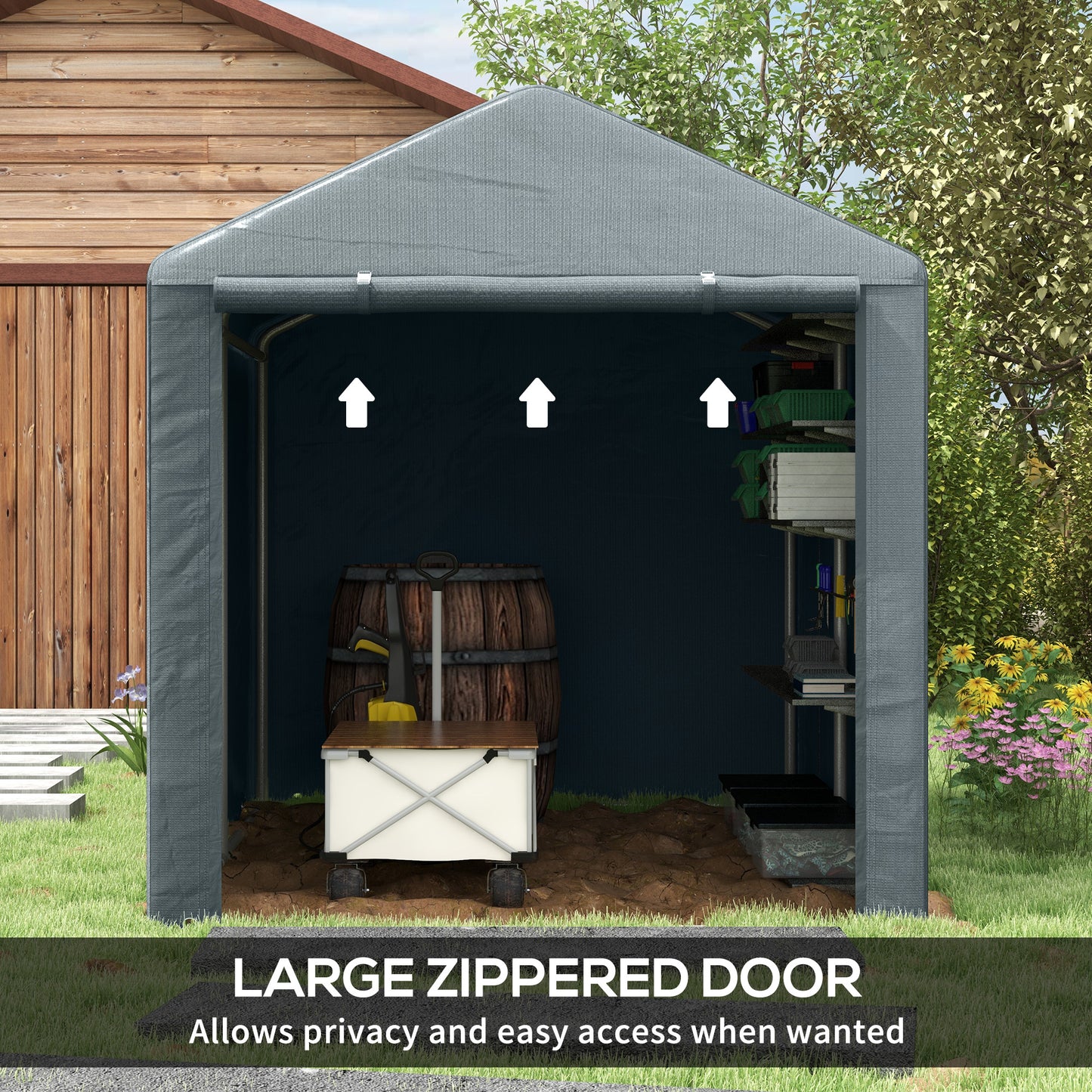 1.6 x 2.2m Dark Grey Garden Storage Shed Tent with Accessories