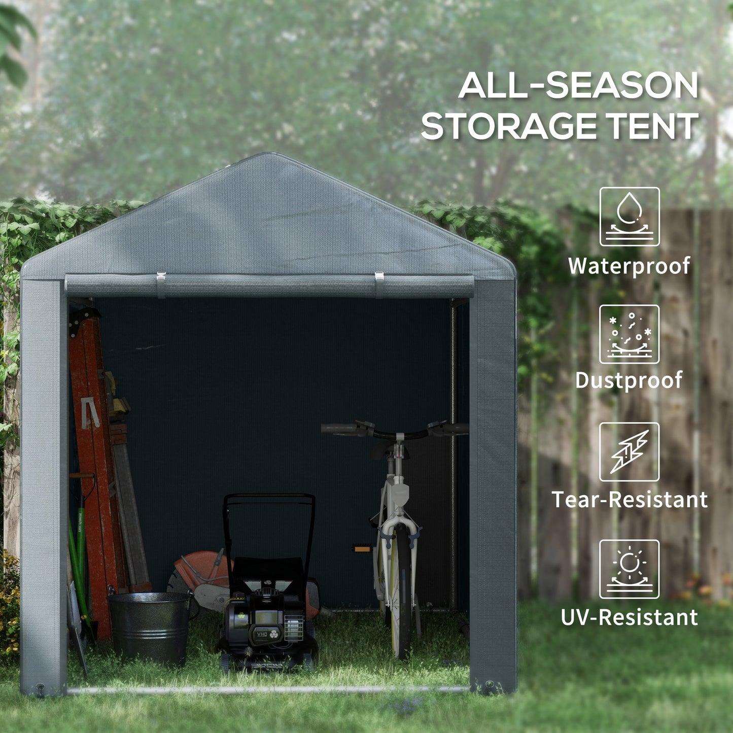 1.6 x 2.2m Dark Grey Garden Storage Shed Tent with Accessories