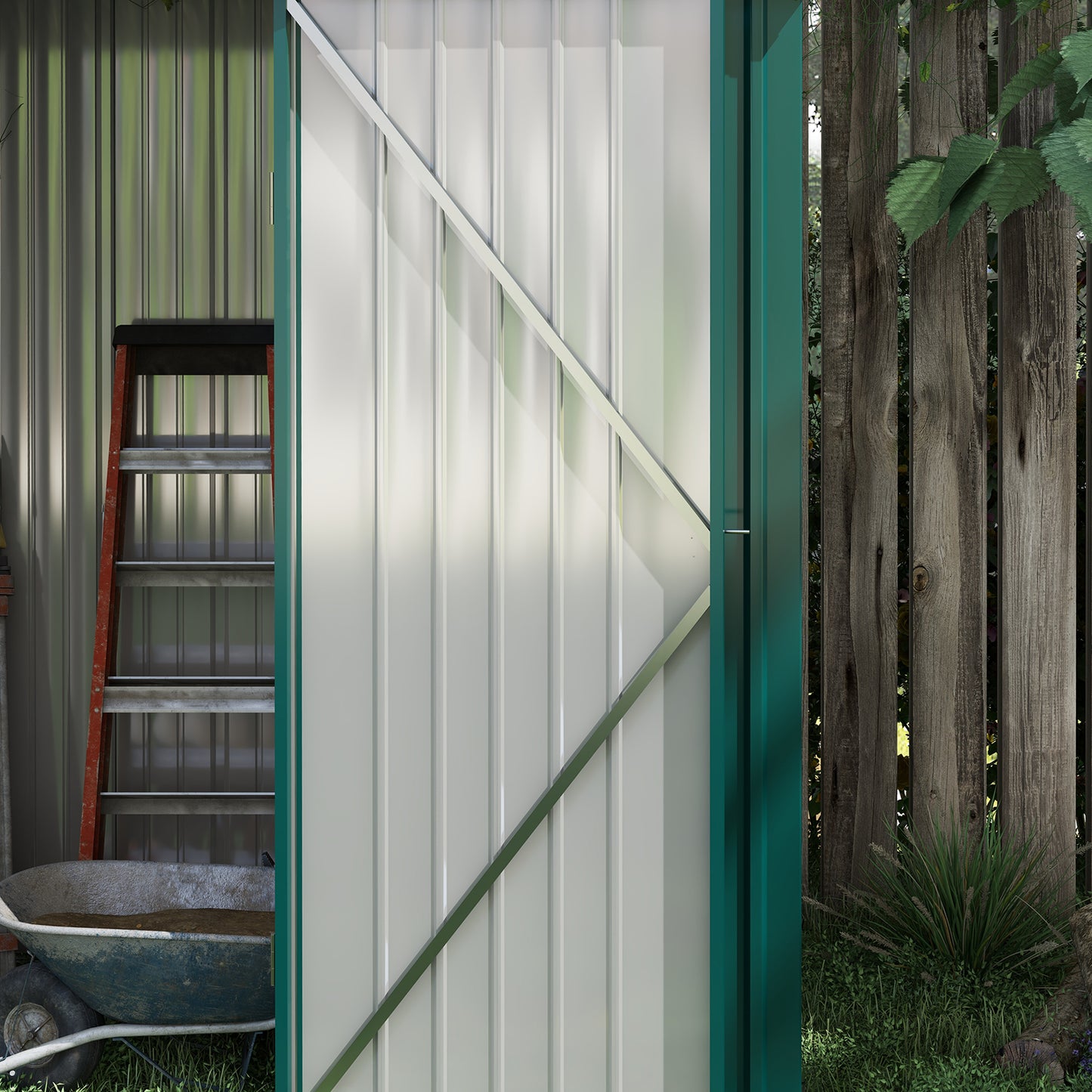 5.3 x 3.1ft Corrugated Steel Garden Shed - Green