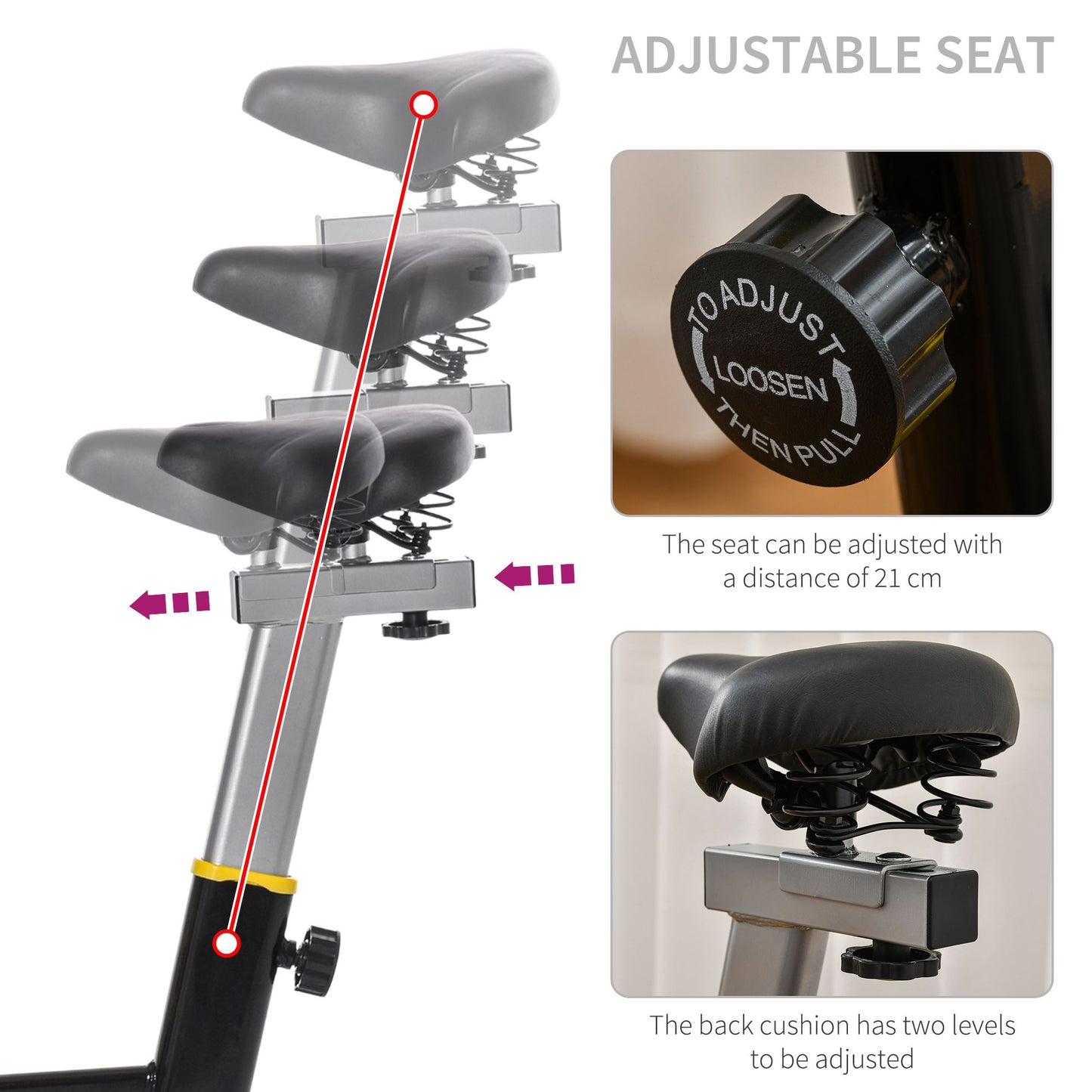 Exercise Bike, with 6kg Flywheel Belt Drive, Adjustable Resistance, LCD Display - Yellow