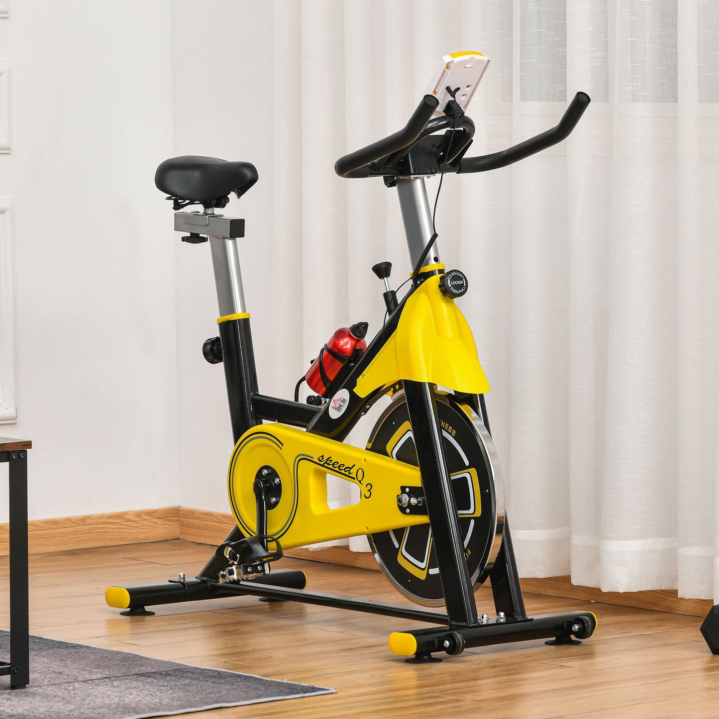 Exercise Bike, with 6kg Flywheel Belt Drive, Adjustable Resistance, LCD Display - Yellow