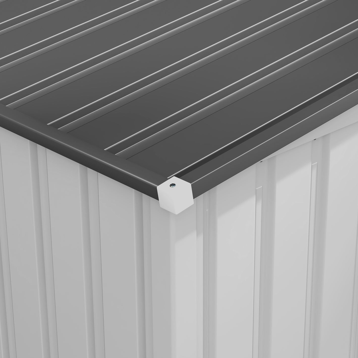 7 x 5ft White Galvanized Metal Shed with Sliding Door