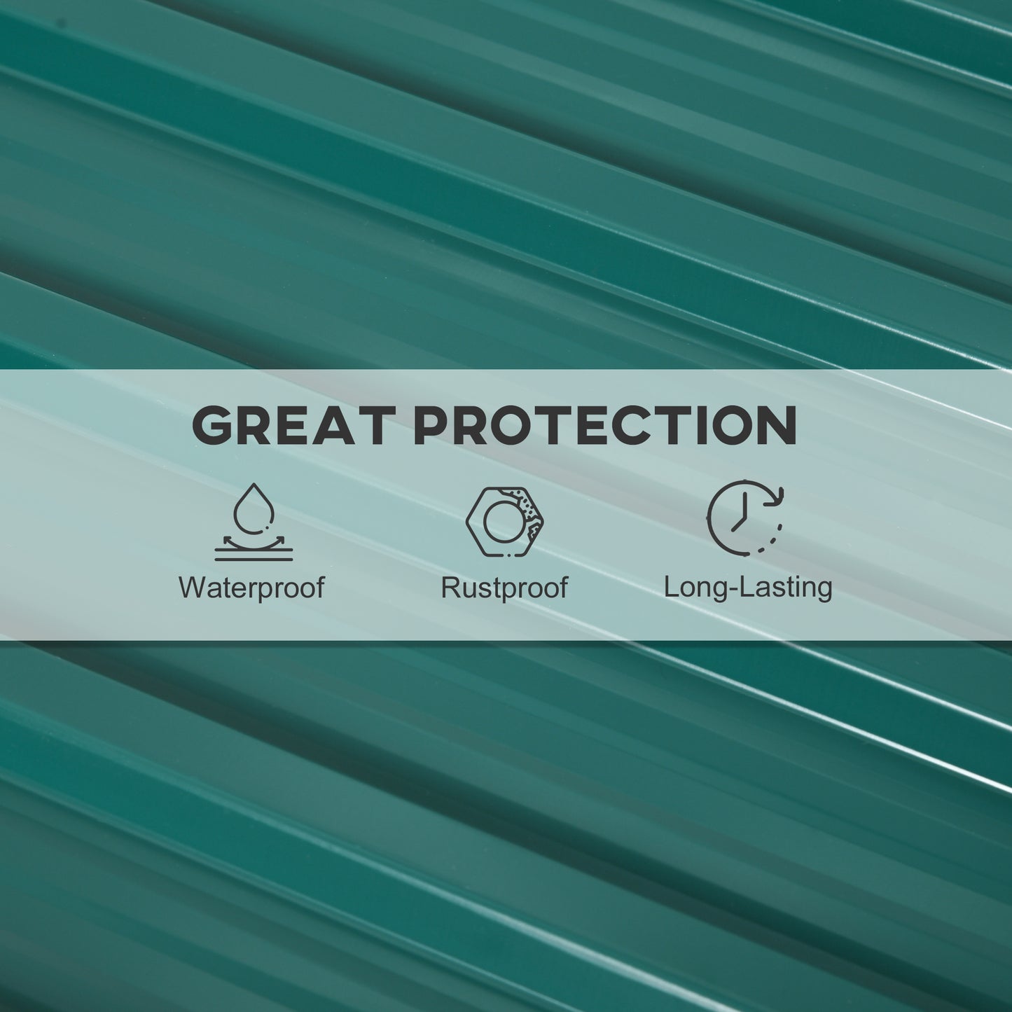 Set of 12 Green Corrugated Steel Roof Panels