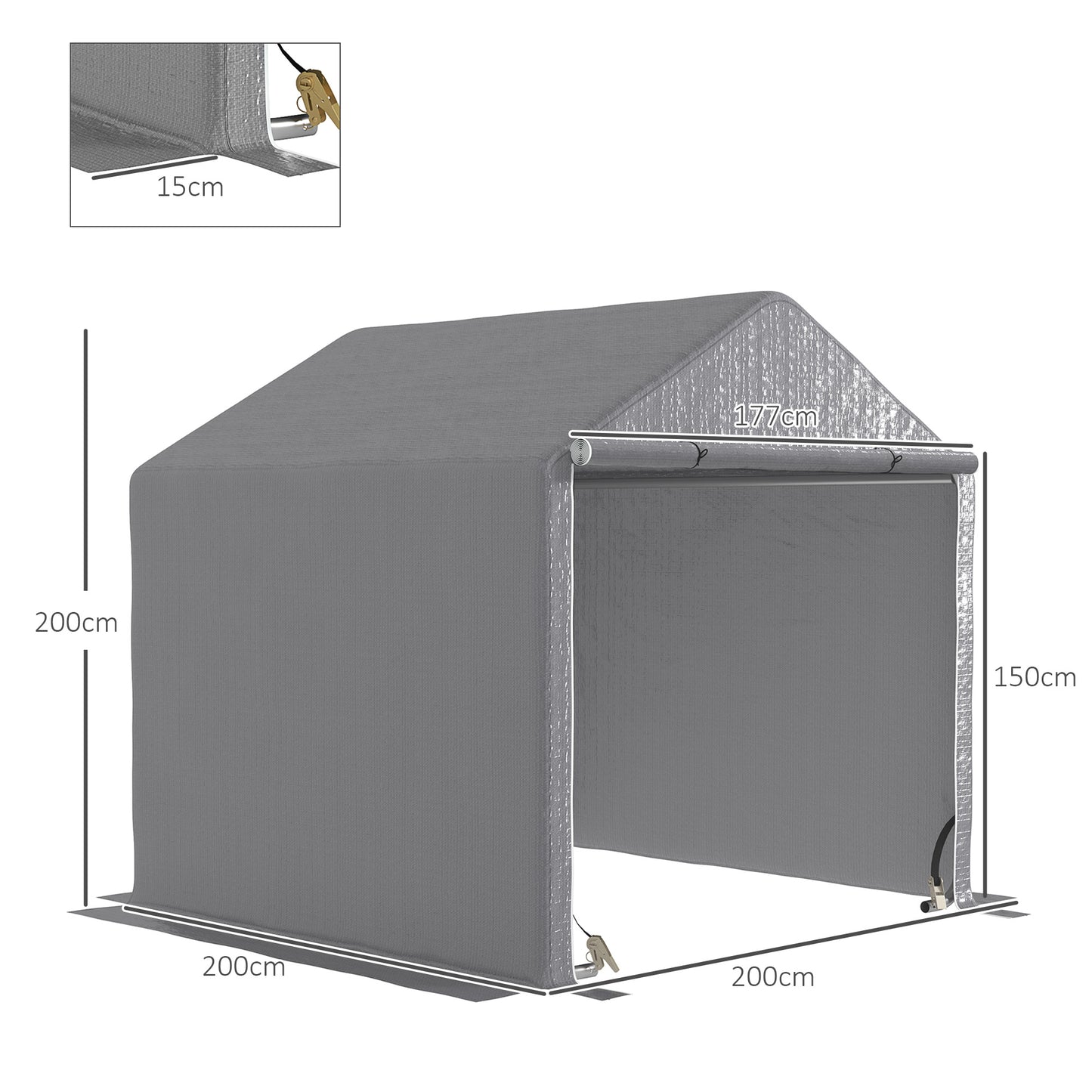 2 x 2m Grey Garden Fabric Storage Tent