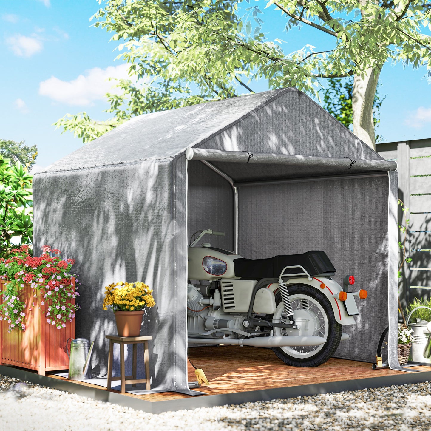 2 x 2m Grey Garden Fabric Storage Tent