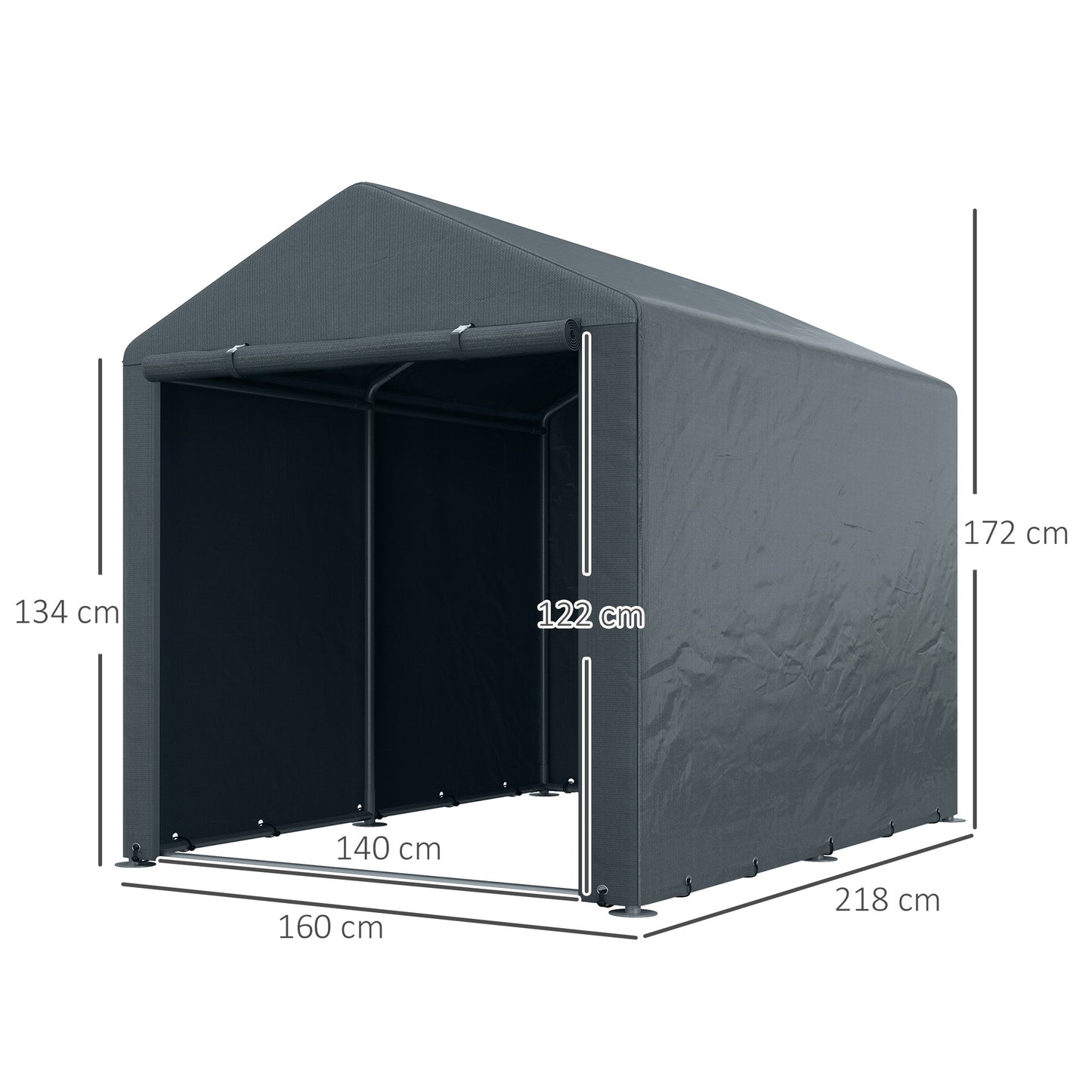 1.6 x 2.2m Dark Grey Garden Storage Shed Tent with Accessories