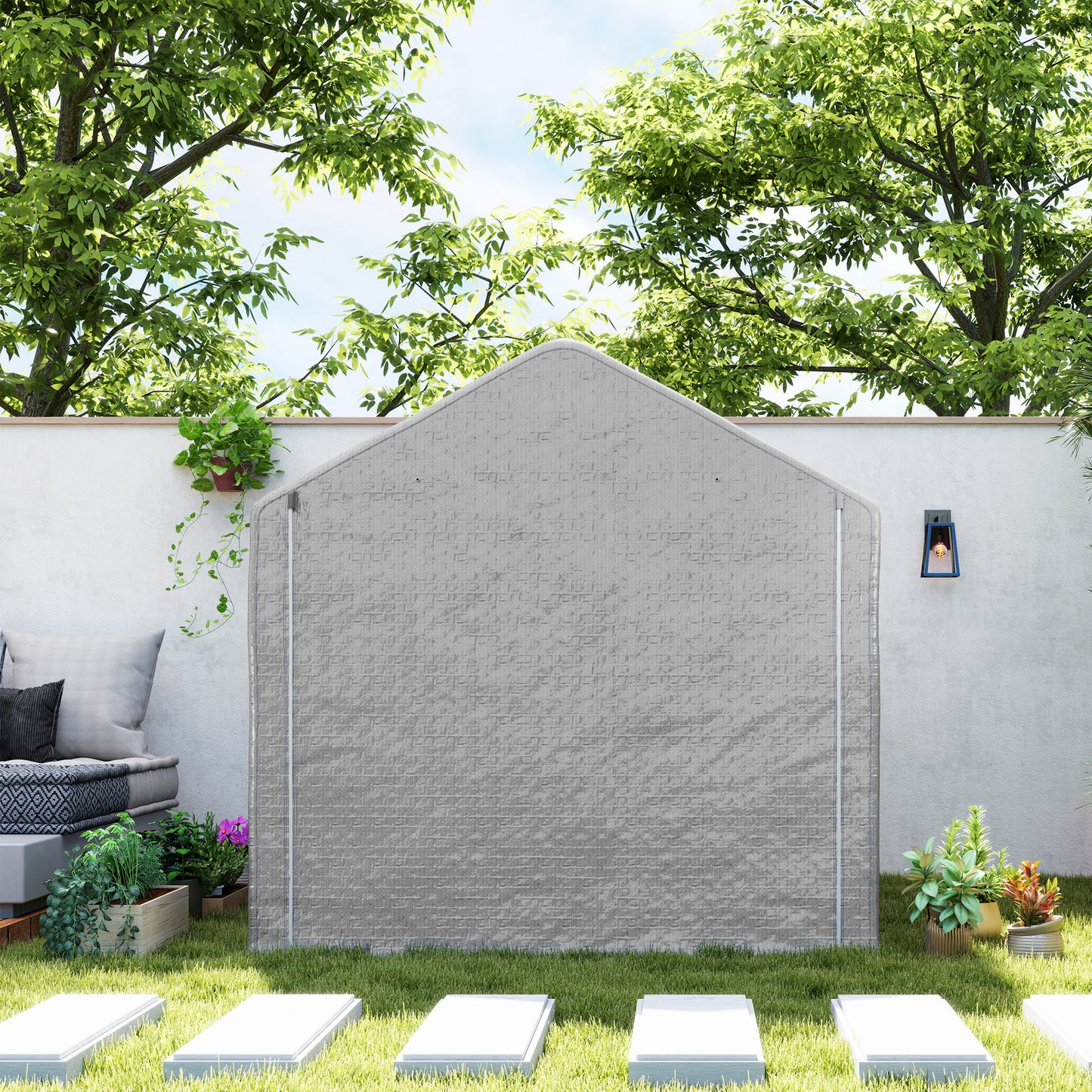 2 x 2m Grey Garden Fabric Storage Tent