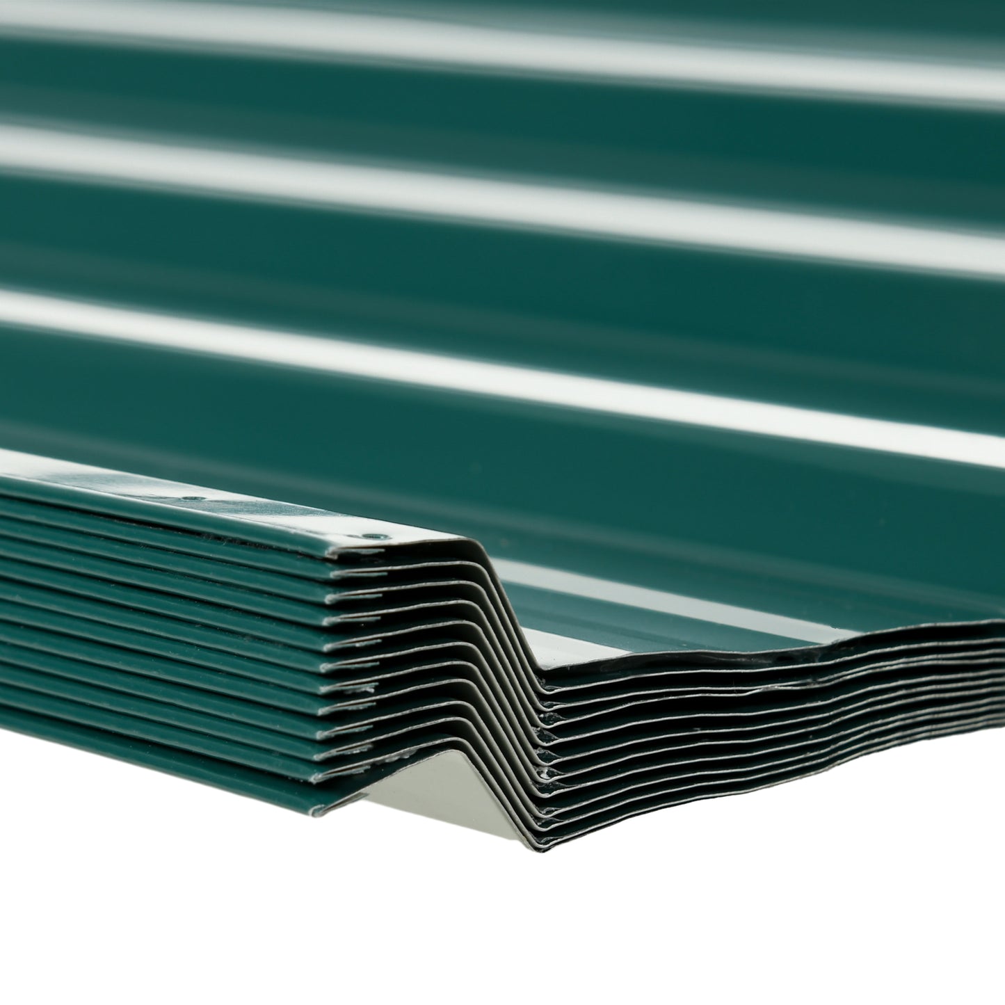Set of 12 Green Corrugated Steel Roof Panels