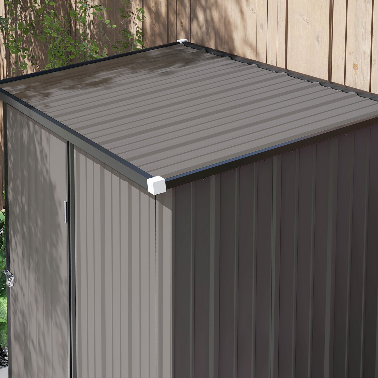 5.3 x 3.1ft Light Grey Corrugated Steel Garden Shed