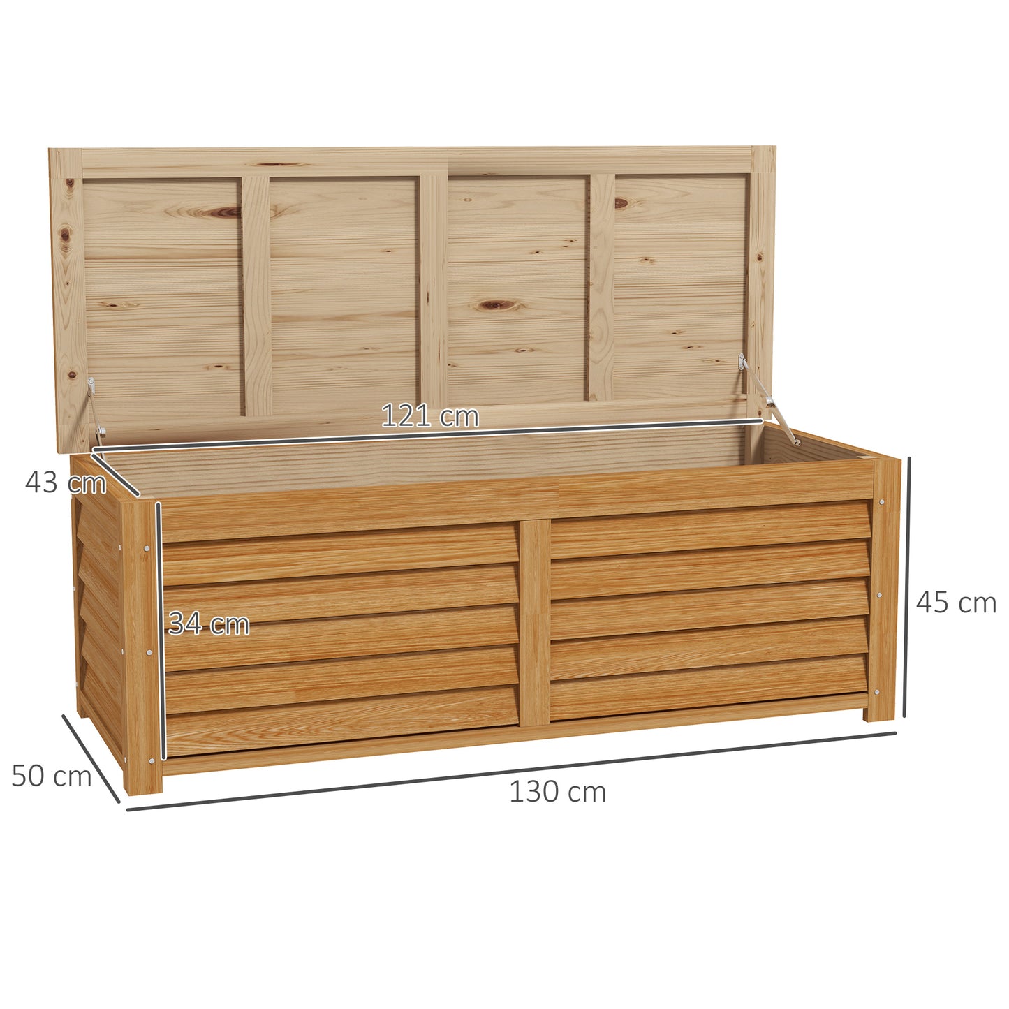 292L Light Brown Outdoor Storage Box, Wooden Deck Box for Garden, Balcony, Porch, and Poolside