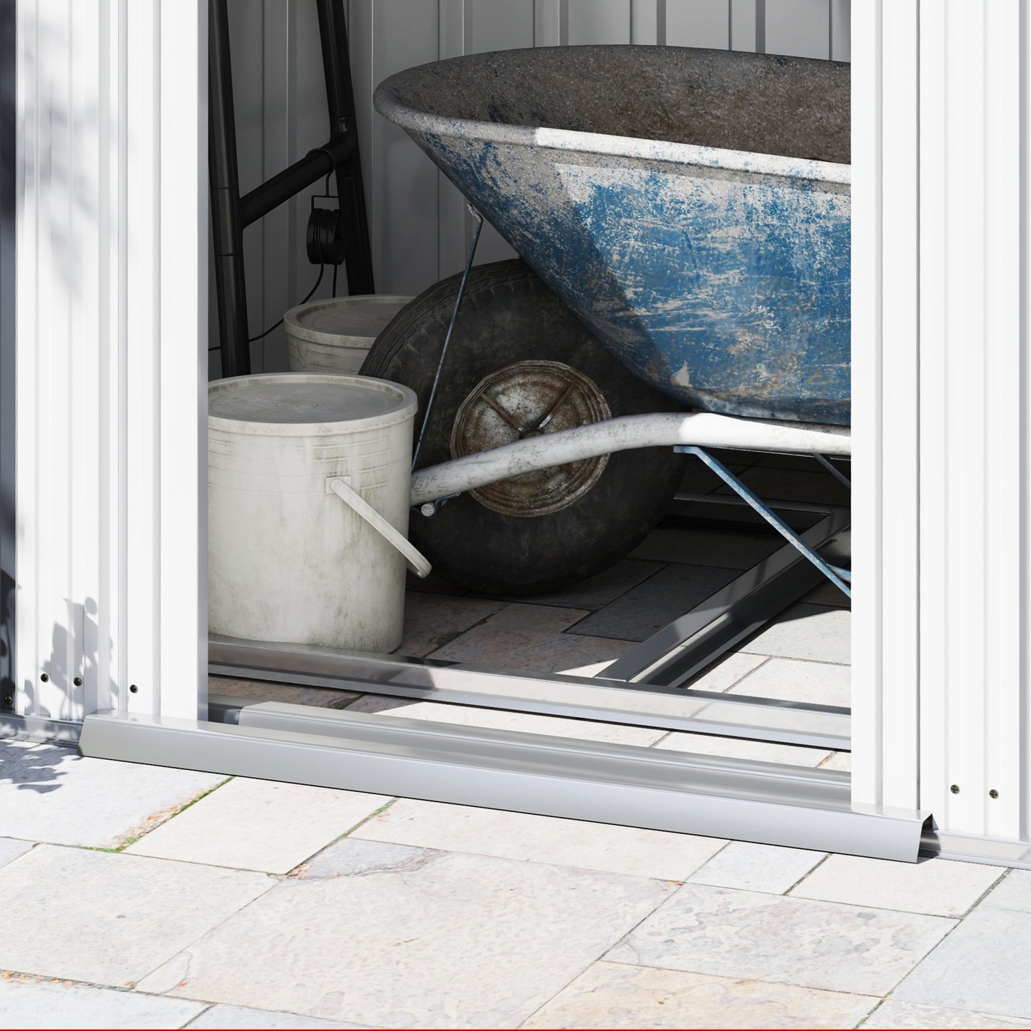6.5 x 4ft Grey Galvanized Metal Shed with Foundation Kit, Lockable Garden Tool Shed, Double Sliding Doors, and Vents