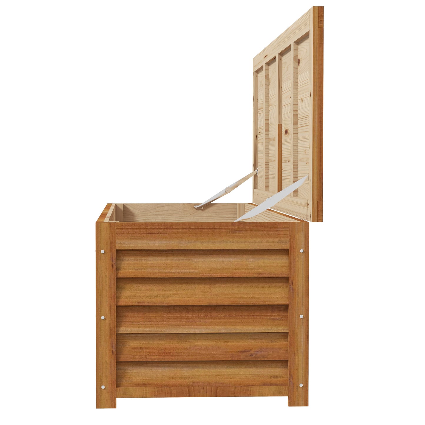 292L Light Brown Outdoor Storage Box, Wooden Deck Box for Garden, Balcony, Porch, and Poolside