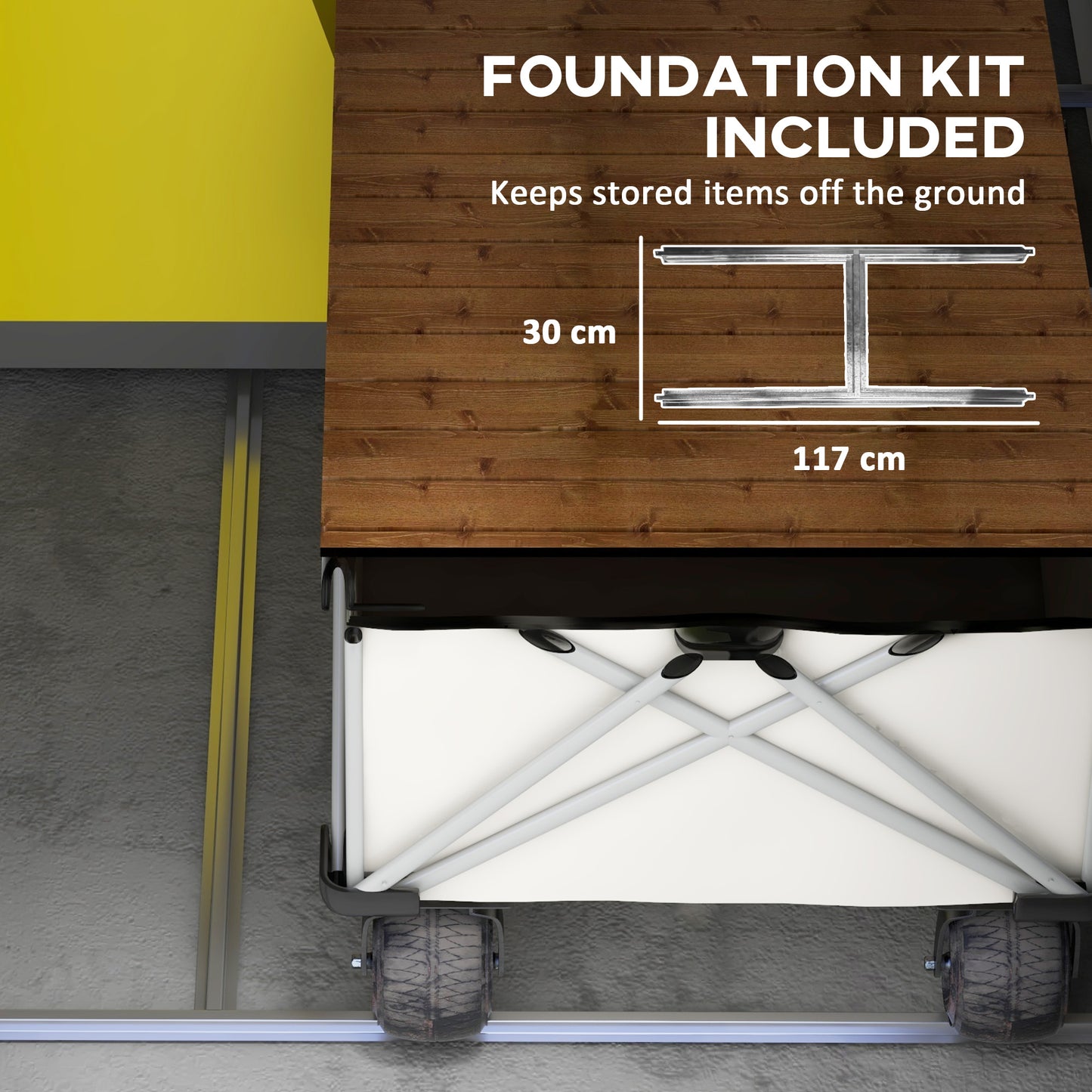 4.4ft x 3.3ft Grey Shed with Aluminium Frame, Plastic Walls, and Foundation