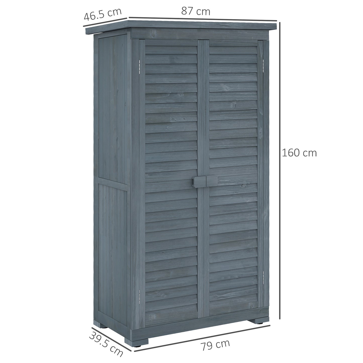 39.5 x 79cm Grey Fir Wood Garden Shed