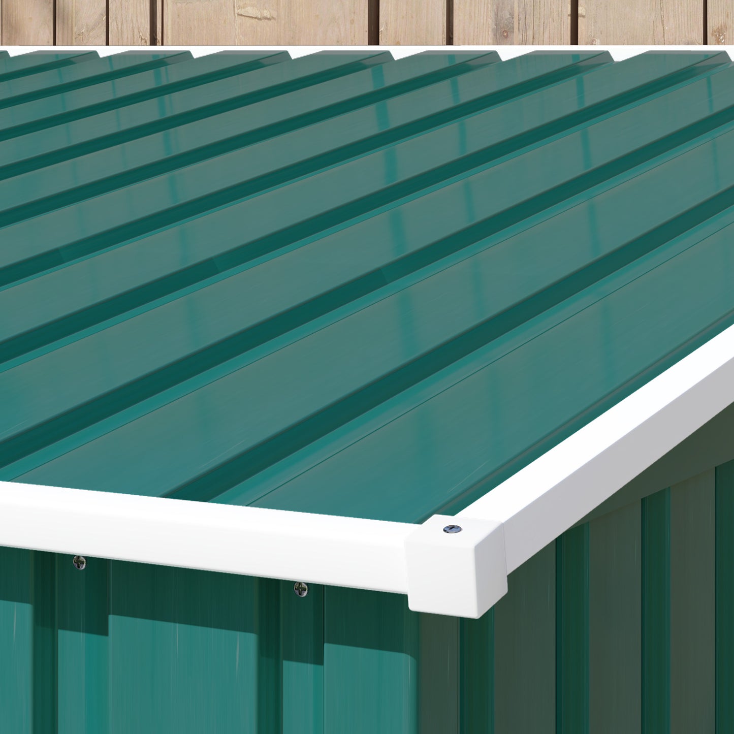 7 x 5ft Green Galvanized Metal Shed with Sliding Door