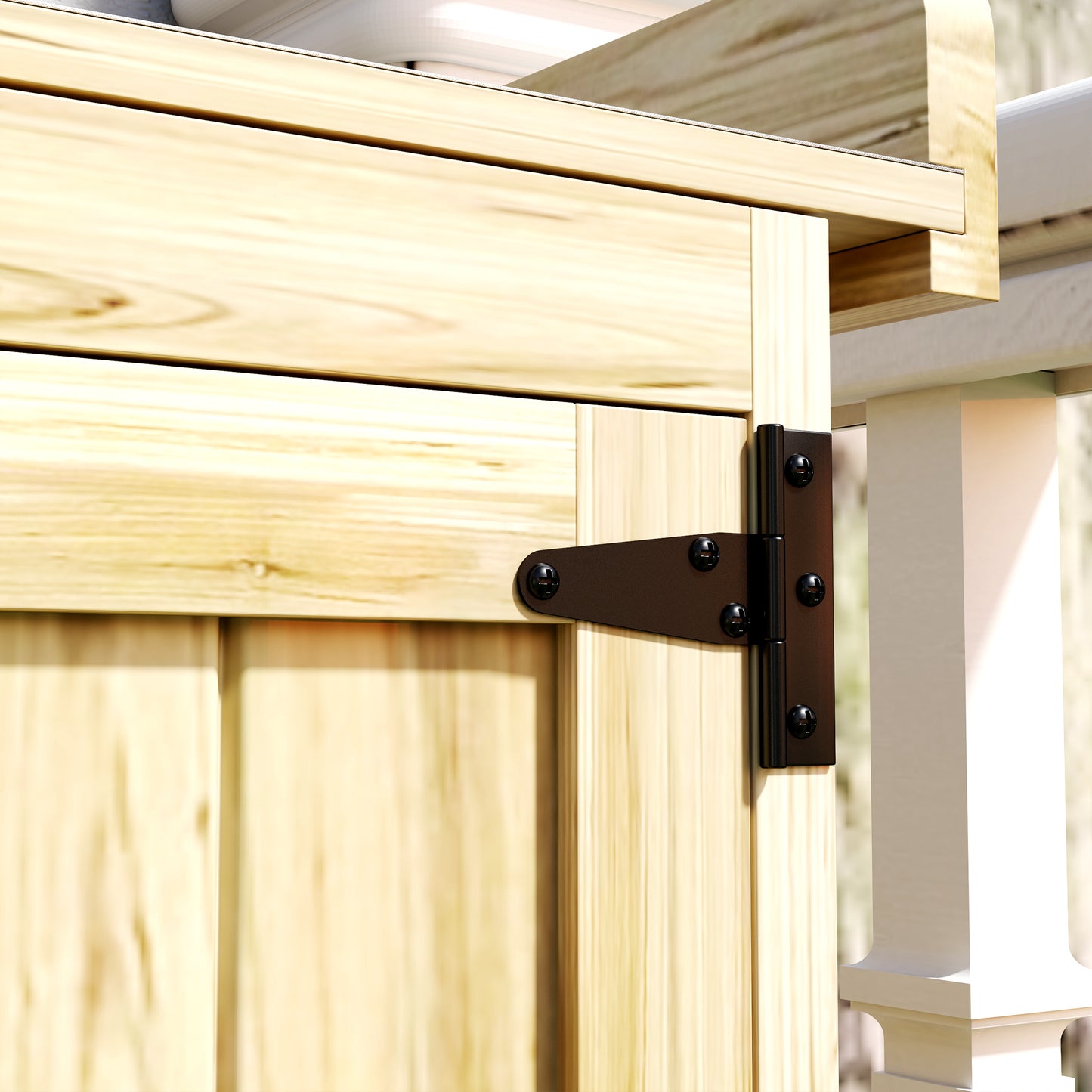 43 x 74cm Fir Wood Shed with Metal Worktop - Natural Finish