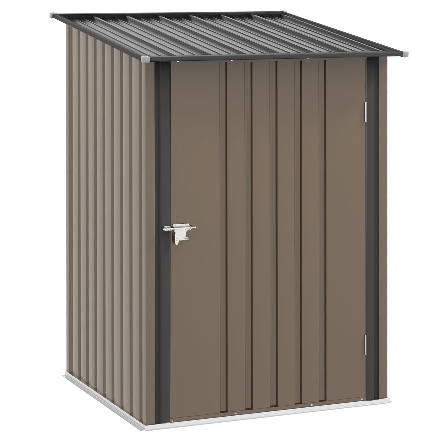 3.3 x 3.4ft Lean-To Steel Garden Shed with Locking Door - Brown/Grey