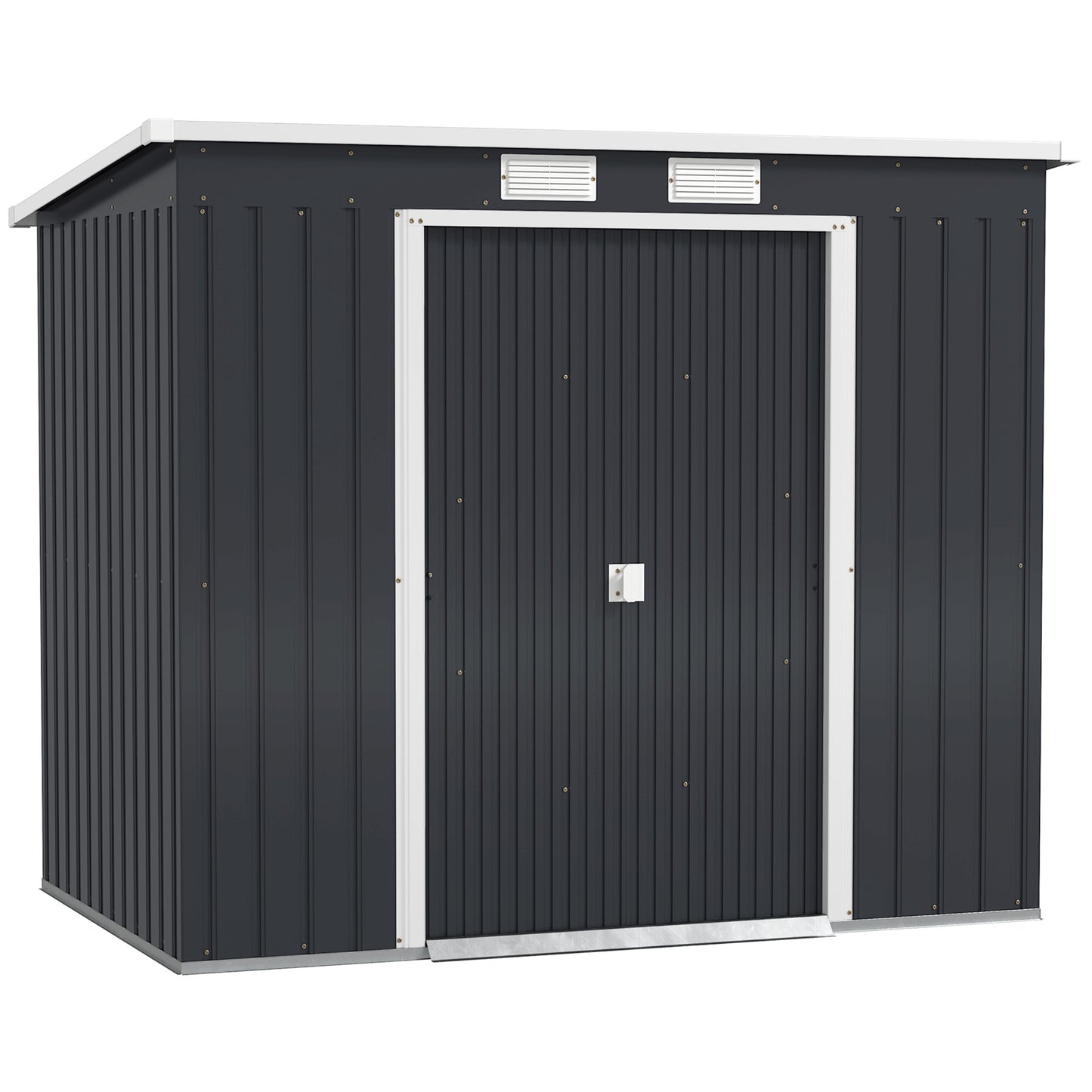 7 x 4ft Dark Grey Galvanized Steel Garden Shed with Foundation Kit