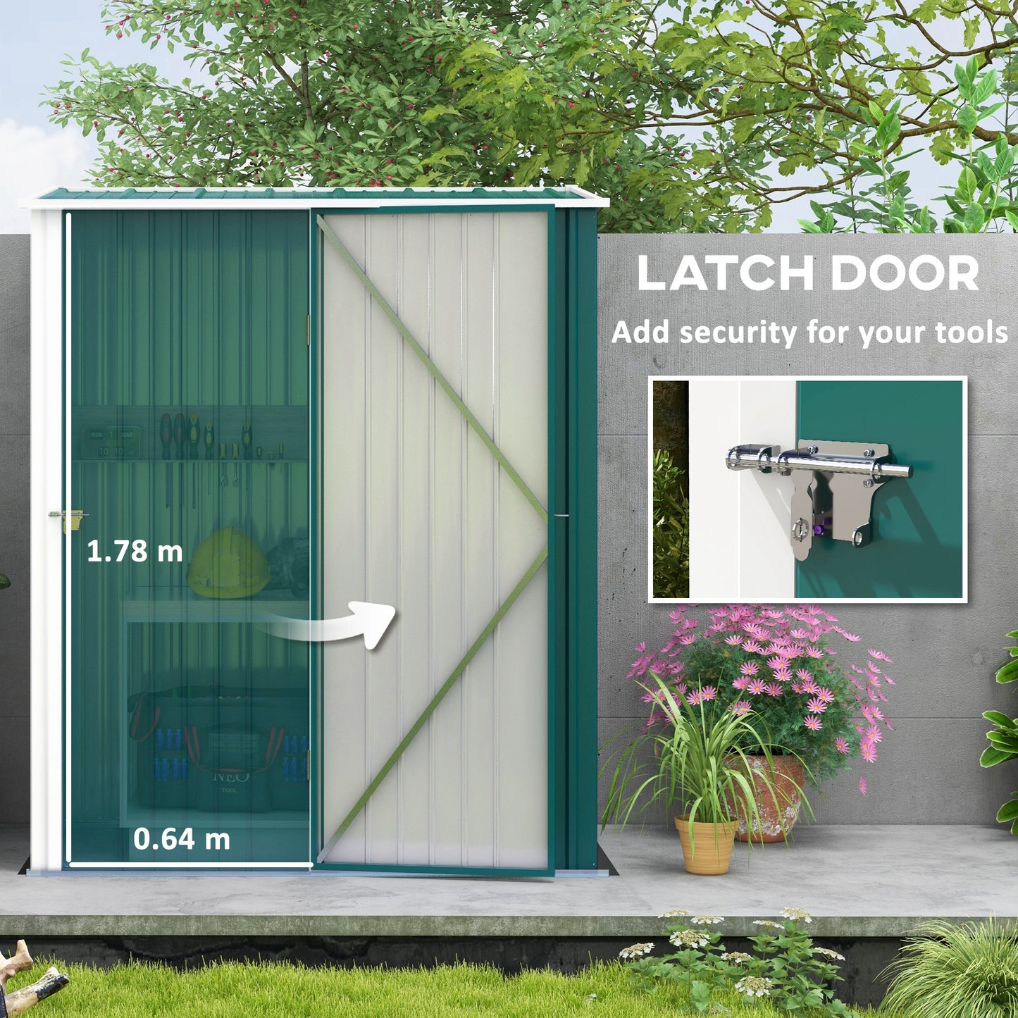 5.3 x 3.1ft Corrugated Steel Garden Shed - Green