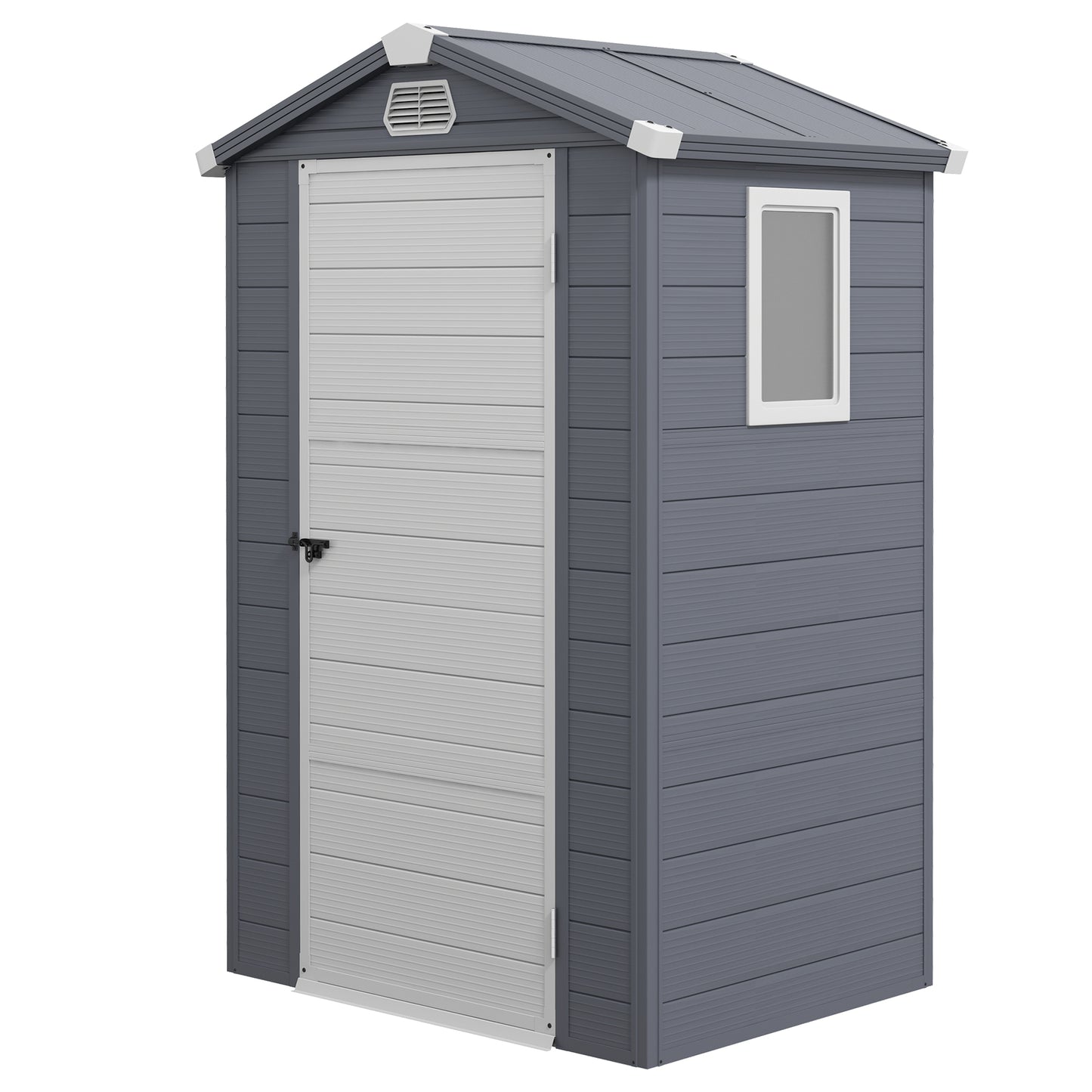 4.4ft x 3.3ft Grey Shed with Aluminium Frame, Plastic Walls, and Foundation