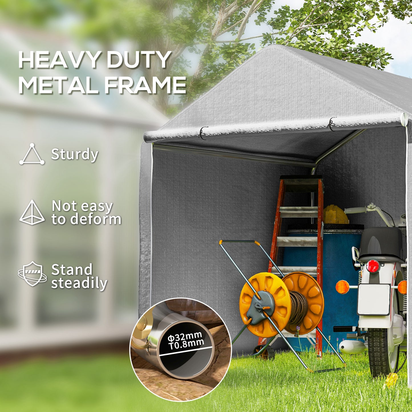 2 x 2m Grey Garden Fabric Storage Tent