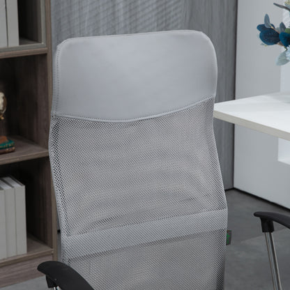 Vinsetto Ergonomic Office Chair Mesh Chair with Adjustable Height Tilt Function Light Grey