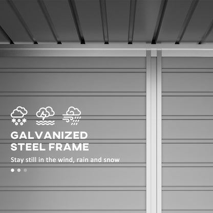 3.7 x 7.9ft Grey Galvanized Steel Shed with Latched Door and Padlock