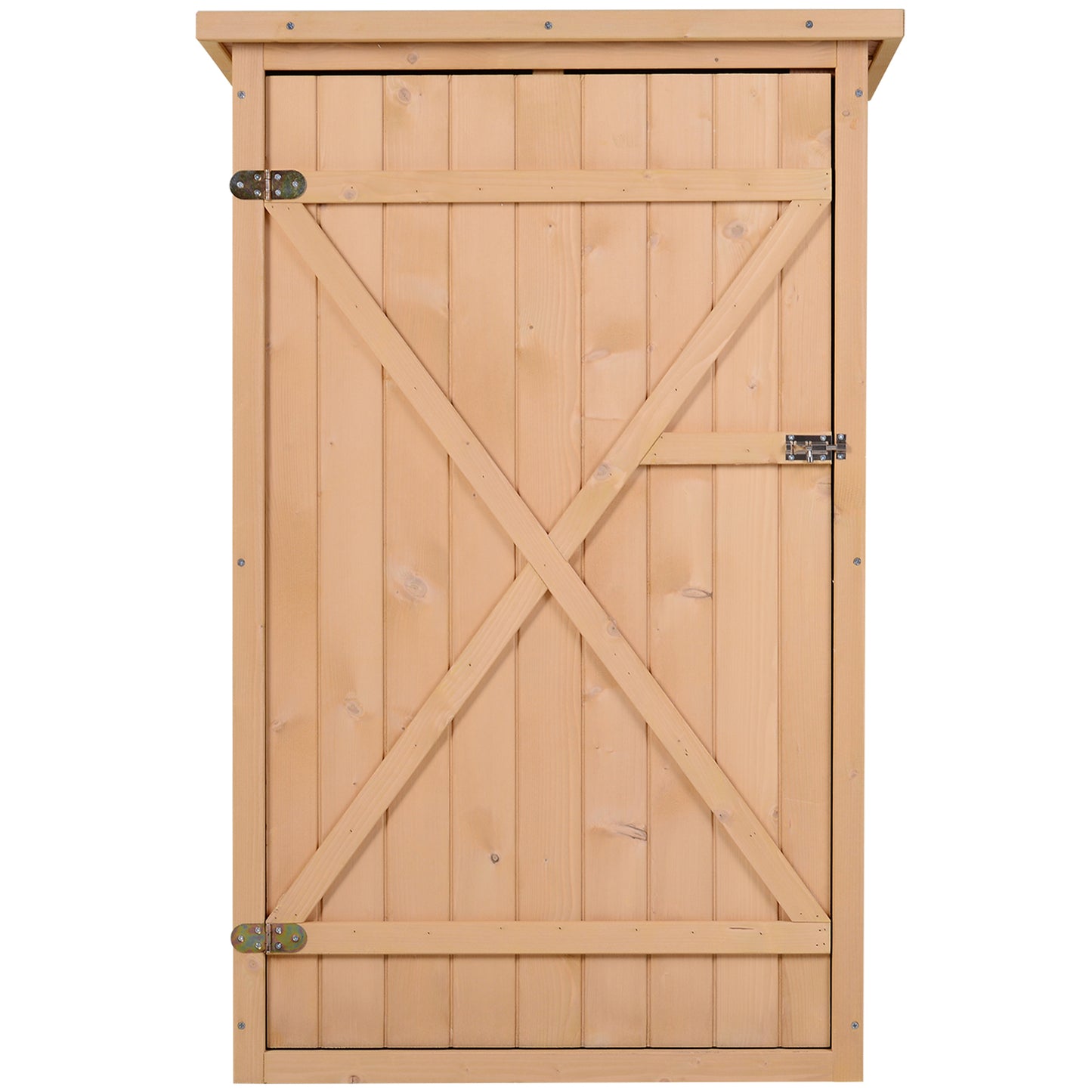 Outsunny Wooden Small Shed, Garden Storage Shed with Shelves and Bolt Latch, 75L x 56W x115H cm, Natural