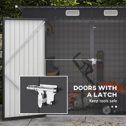 3.7 x 7.9ft Grey Galvanized Steel Shed with Latched Door and Padlock