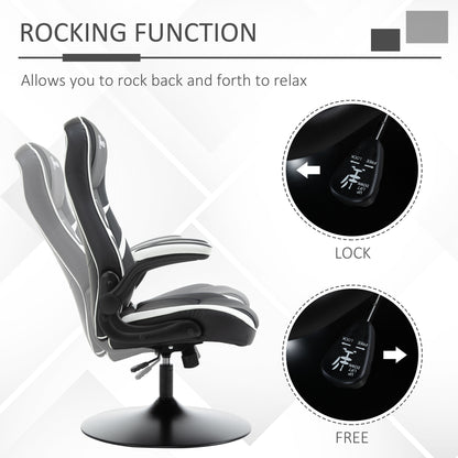 Vinsetto Gaming Chair Ergonomic Computer Chair with Adjustable Height Pedestal Base, Home Office Desk Chair PVC Leather Exclusive Swivel Chair Black