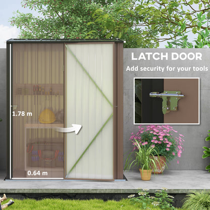 Outsunny 5.3 x 3.1ft Corrugated Steel Garden Shed - Brown