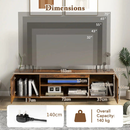 152cm Entertain Center TV Stand for TVs up to 70 Inches-Brown