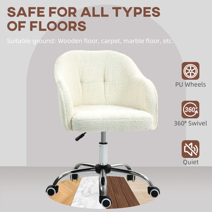 HOMCOM Teddy Fleece Swivel Office Chair - Cream