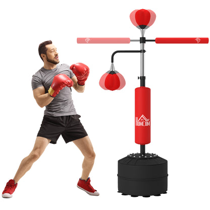 HOMCOM 3-in-1 Boxing Punching Bag, Freestanding with 2 Speed Bals, 360° Reflex Bar, 160-230cm Adjustable Height, Red