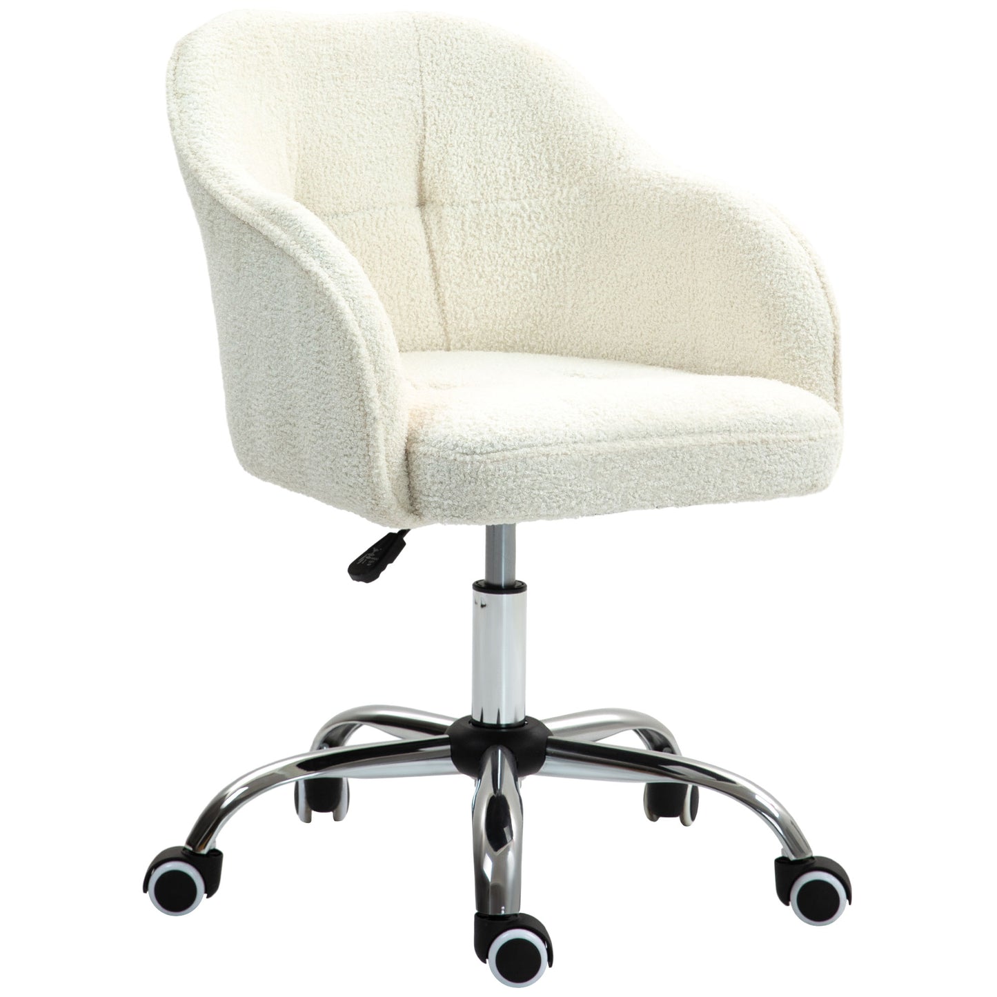 HOMCOM Teddy Fleece Swivel Office Chair - Cream