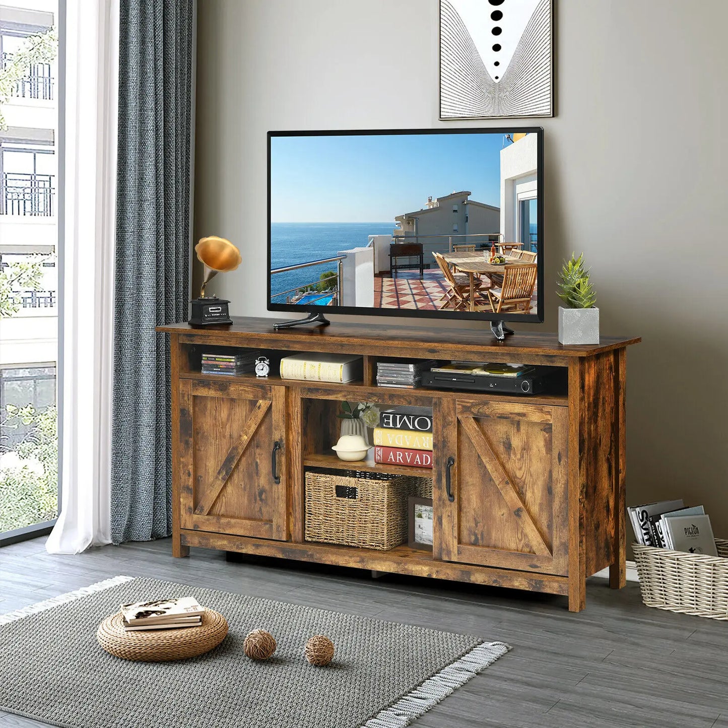 Industrial TV Stand for TV up to 65 Inch Modern TV Console Table Display Table