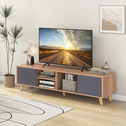 TV Stand with Open Shelf and 3 Cable Management Holes for TVs up to 65 inch