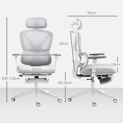 HOMCOM Ergonomic and Adjustable Office Chair - Grey