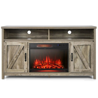 59" TV Stand Modern Farmhouse TV Cabinet Media Console Table with Barn Doors