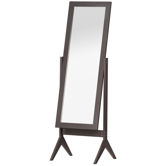 HOMCOM Freestanding Dressing Mirror Bedroom Tall Adjustable Angle 148x47cm Brown