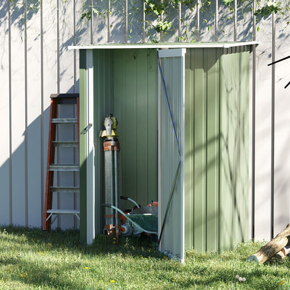 Outsunny 5ft x 3ft Metal Garden Storage Shed, Outdoor Tool Shed with Sloped Roof, Lockable Door for Tools, Equipment, Light Green