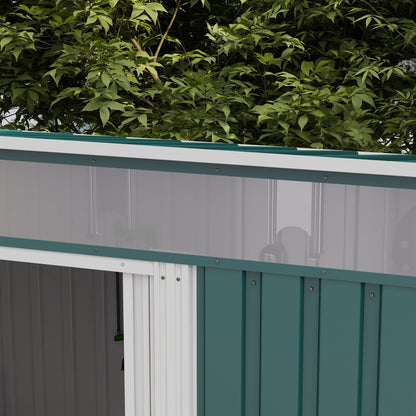 6.5 x 4ft Green Galvanized Metal Shed with Foundation Kit, Lockable Garden Tool Shed, Double Sliding Doors, and Vents