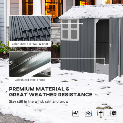 7 x 6ft Dark Grey Galvanized Garden Shed with Latch