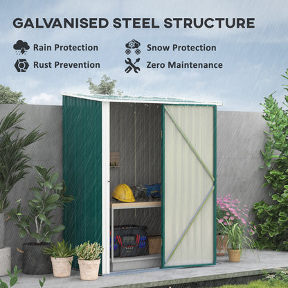 5.3 x 3.1ft Corrugated Steel Garden Shed - Green