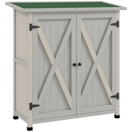 46.5 x 97cm Light Grey Compact Wooden Storage Shed