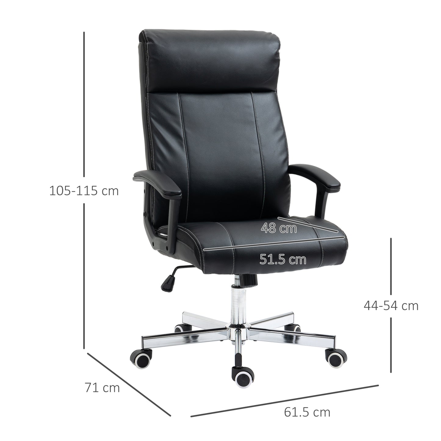 Vinsetto Massage Office Chair, PU Desk Chair with 6 Point Massage, High Back Computer Chair with Metal Legs, Thick Seat, Remote Control and Adjustable Height, Black