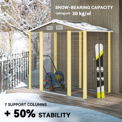 7 x 4ft Dark Grey Garden Shed, Easy Assembly, Galvanized Steel Frame, Foundation Kit, Lockable Double Doors, Vents, and Gloves