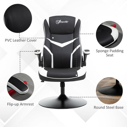 Vinsetto Gaming Chair Ergonomic Computer Chair with Adjustable Height Pedestal Base, Home Office Desk Chair PVC Leather Exclusive Swivel Chair Black