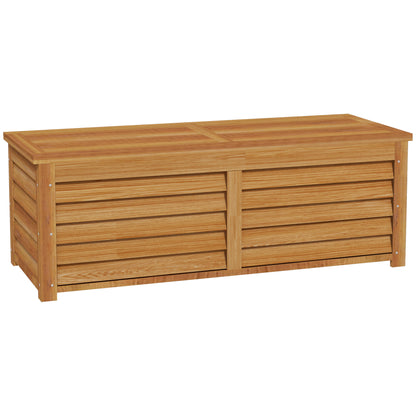 292L Light Brown Outdoor Storage Box, Wooden Deck Box for Garden, Balcony, Porch, and Poolside